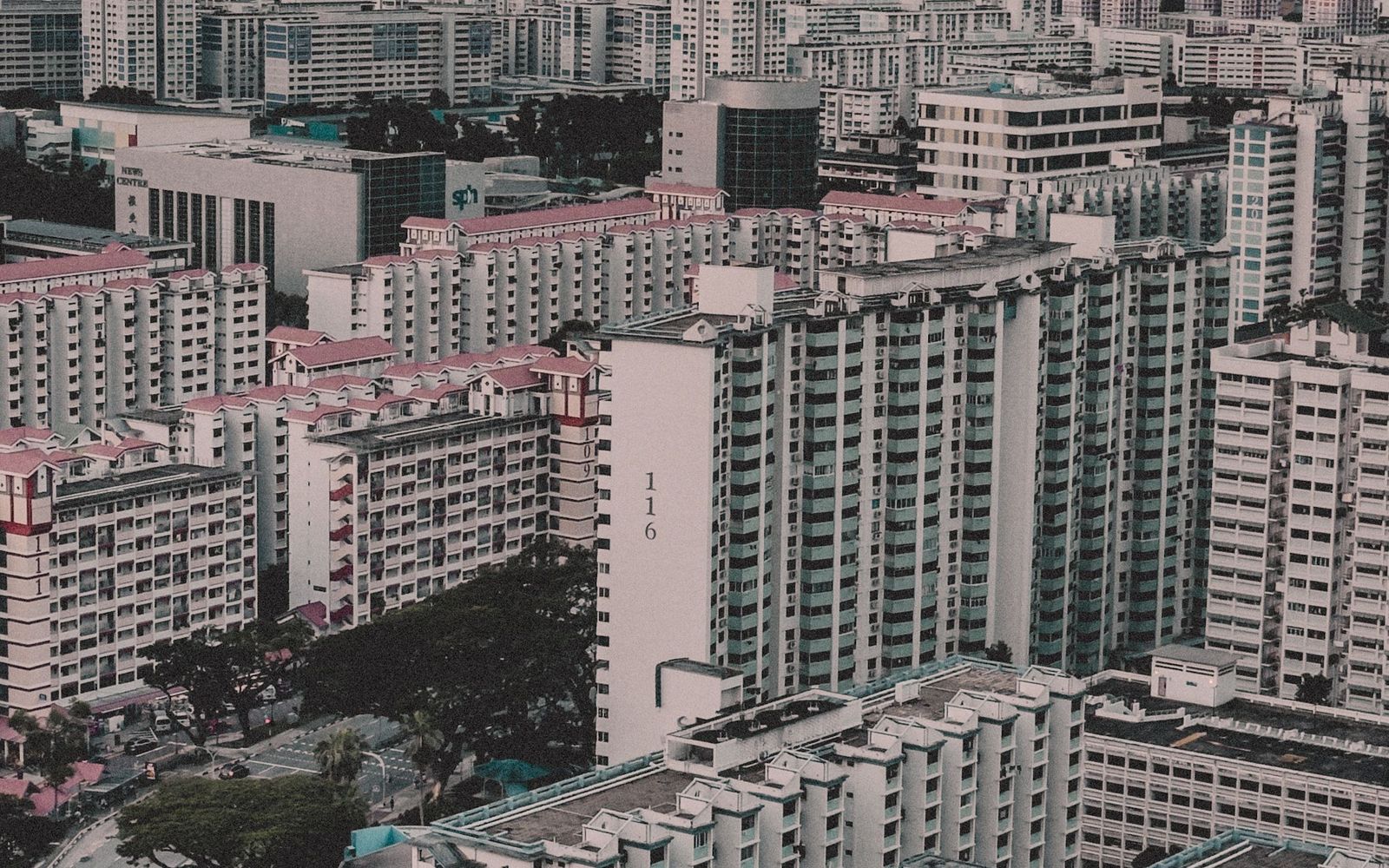 Aerial view of a Singapore HDB housing estate