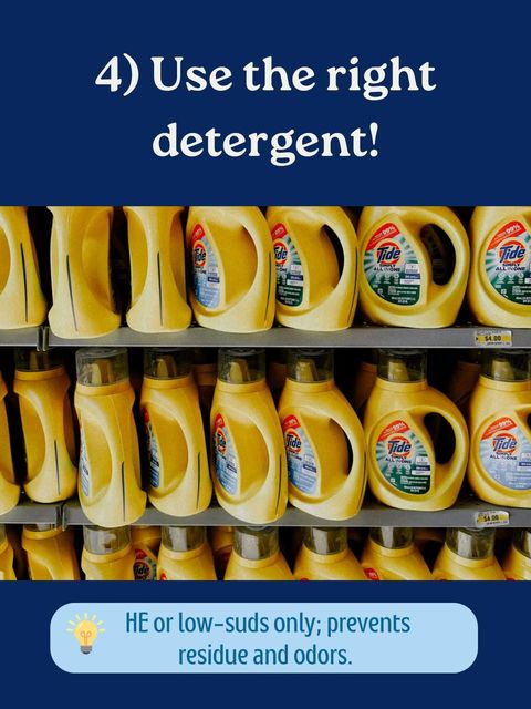 Maintenance tip 4: use the right detergent – HE or low-suds only